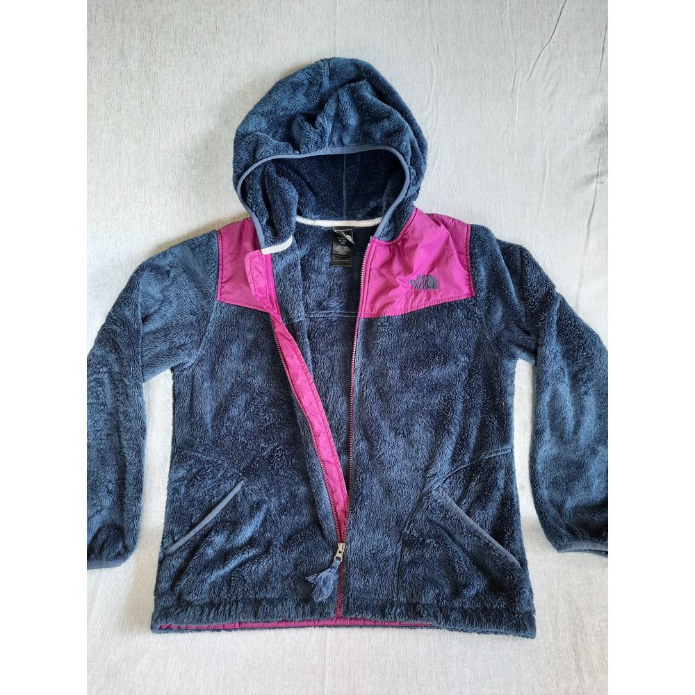 The North Face Girl's XL Black/Pink‎ Soft Pure Polyester Zip-Up Hoodie Jacket